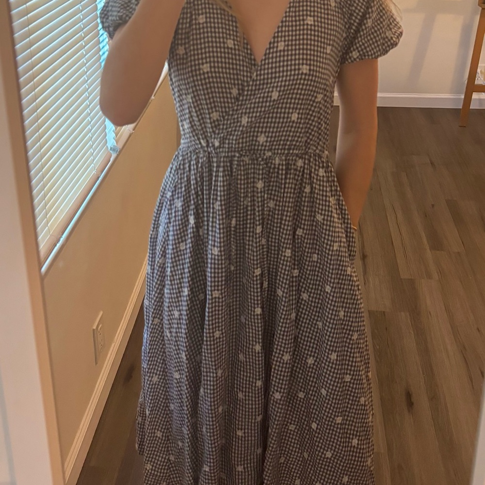 Gingham Puff Sleeve Dress